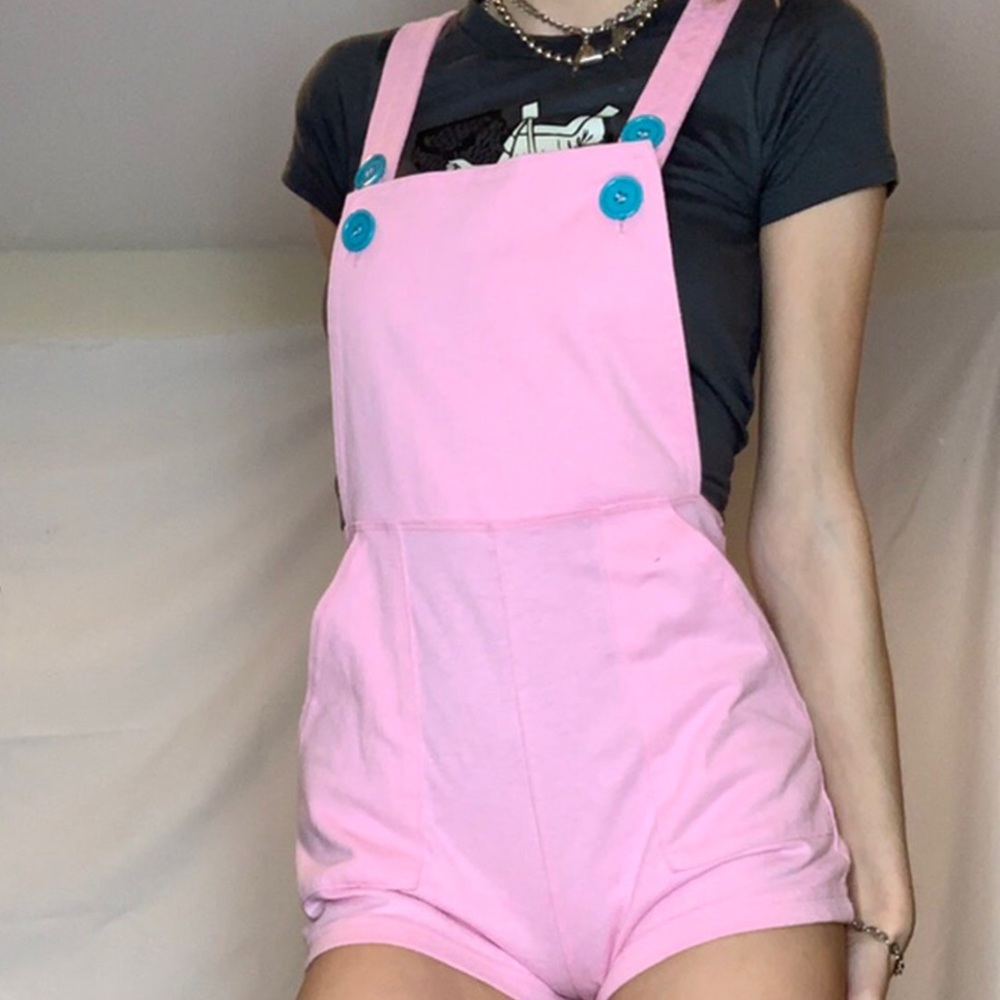 pink american apparel overalls